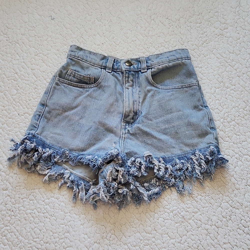 American Apparel High Rise raw frayed him cut off Distressed short Summer Beach